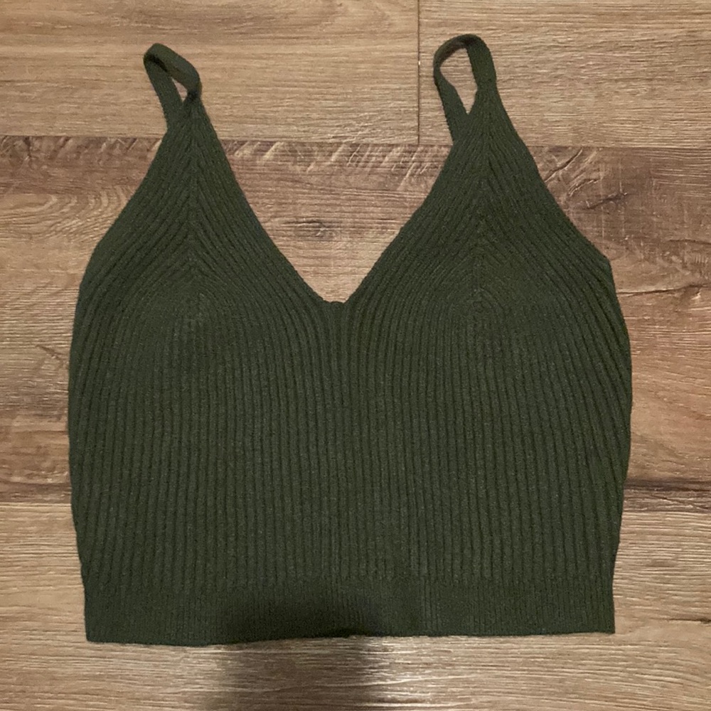 Cute dark green knitted tank top